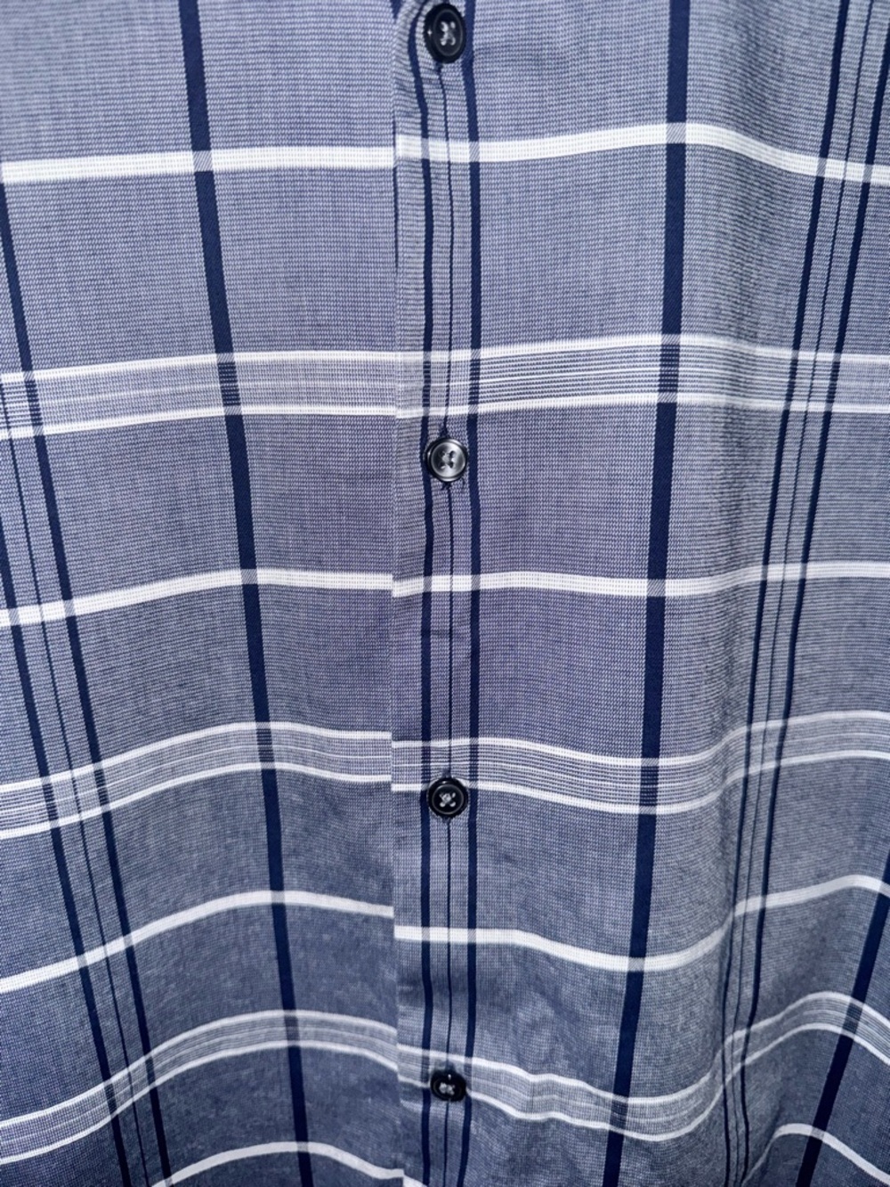 Apt. 9 Premier Flex Slim Fit Dress Shirt Mens 15.5 34/35 Gray Navy Plaid Stretch - Picture 6 of 10